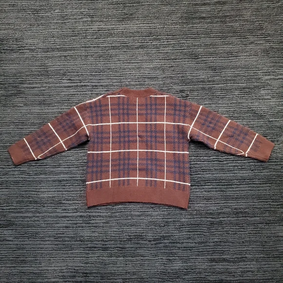 En Saison Size S Brown/White/Blue Plaid  Bronte Pullover Sweater - Picture 3 of 6